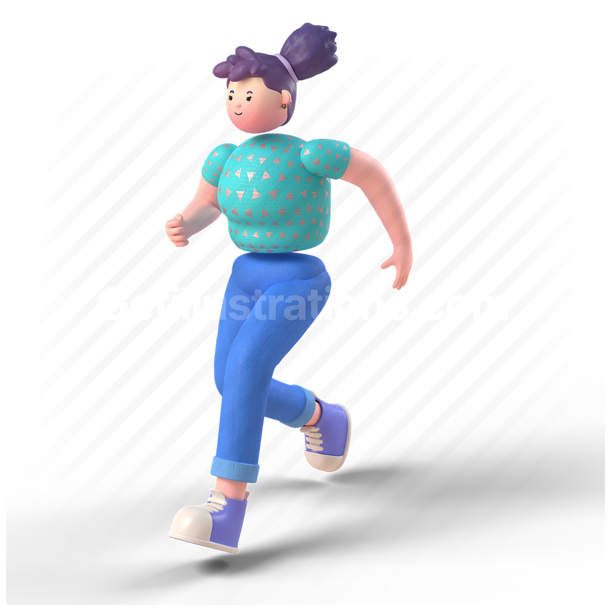 3d, people, person, character, girl, woman, run, running, hurry